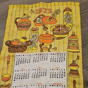 Vintage Kitchen Towel with Yellow and Orange Design